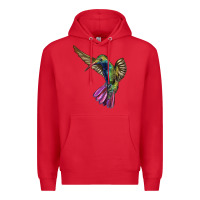 Red Flying Ruby Throated Hummingbird Premium Hoodie - LillyAllenDesigns