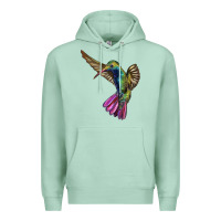 Seafoam Flying Ruby Throated Hummingbird Premium Hoodie - LillyAllenDesigns