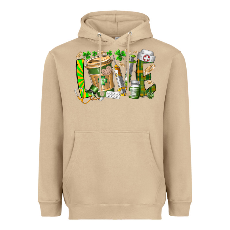 St Patricks Love Nurse Heavyweight Hoodie by RacoonDesign | Teevron