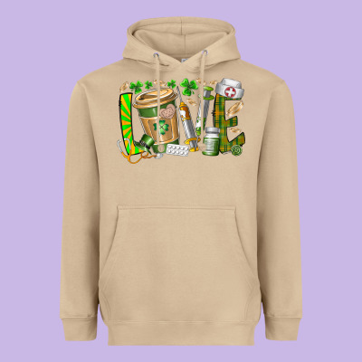 St Patricks Love Nurse Heavyweight Hoodie Designed By Racoondesign