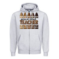 Heather Grey proud black teacher Zipper Hoodie - texasbilliewilder