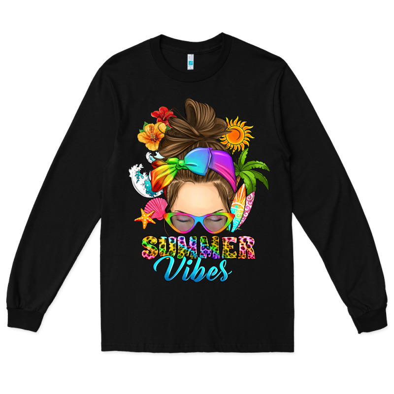 Messy Bun Summer Vibes Long Sleeve Tee by RanaPortraitStore | Teevron