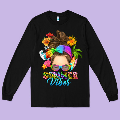 Long Sleeve Tee messy bun summer vibes