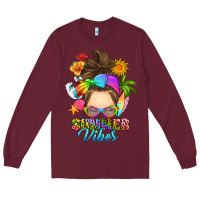 Burgundy messy bun summer vibes Long Sleeve Tee - RanaPortraitStore