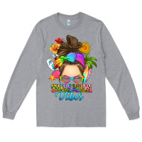 Heather Grey messy bun summer vibes Long Sleeve Tee - RanaPortraitStore