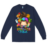 Navy messy bun summer vibes Long Sleeve Tee - RanaPortraitStore