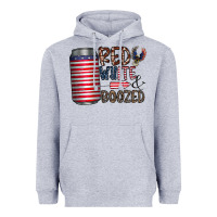 Heather Grey red white  boozed Heavyweight Hoodie - CowhideDigitalArt