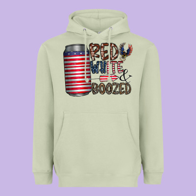 Red White  Boozed Heavyweight Hoodie Designed By Cowhidedigitalart