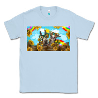 Dusty Blue 2 donkeys sunflower Classic Tee - BarkalooDesign