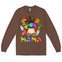 Chestnut messy bun mama summer Long Sleeve Tee - RanaPortraitStore
