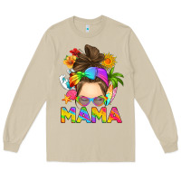 Mushroom messy bun mama summer Long Sleeve Tee - RanaPortraitStore