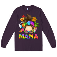 Plum messy bun mama summer Long Sleeve Tee - RanaPortraitStore