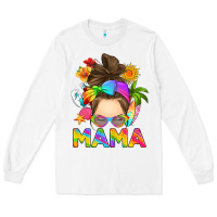 White messy bun mama summer Long Sleeve Tee - RanaPortraitStore