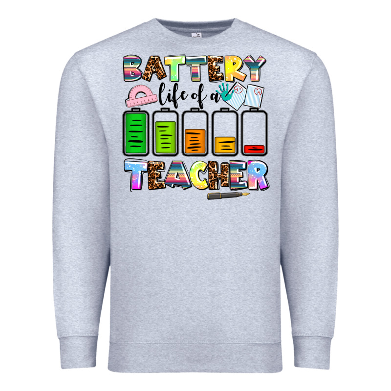 Battery Life Of A Teacher Premium Sweatshirt by AdoDesignShop | Teevron