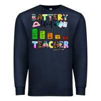 Navy battery life of a teacher Premium Sweatshirt - AdoDesignShop