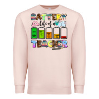 Pale Pink battery life of a teacher Premium Sweatshirt - AdoDesignShop