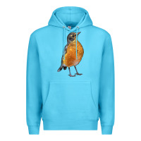 Ocean Blue American Robin Bird Premium Hoodie - LillyAllenDesigns
