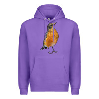 Purple American Robin Bird Premium Hoodie - LillyAllenDesigns