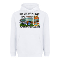 White Get Out Of My Way It's Pumpkin Spice Season Heavyweight Hoodie - CowhideDigitalArt