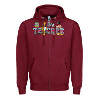 Burgundy race with teacher Zipper Hoodie - texasbilliewilder