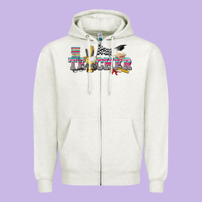 Race With Teacher Zipper Hoodie Designed By Texasbilliewilder