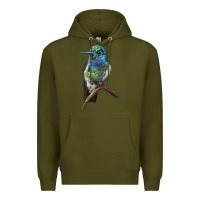 Army Green Ruby Throcuted Hummingbird Premium Hoodie - LillyAllenDesigns