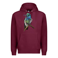 Burgundy Ruby Throcuted Hummingbird Premium Hoodie - LillyAllenDesigns