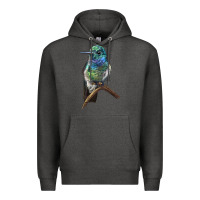 Charcoal Heather Ruby Throcuted Hummingbird Premium Hoodie - LillyAllenDesigns