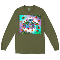 Army Green ohana stitch Long Sleeve Tee - AdoDesignShop