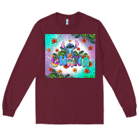 Burgundy ohana stitch Long Sleeve Tee - AdoDesignShop