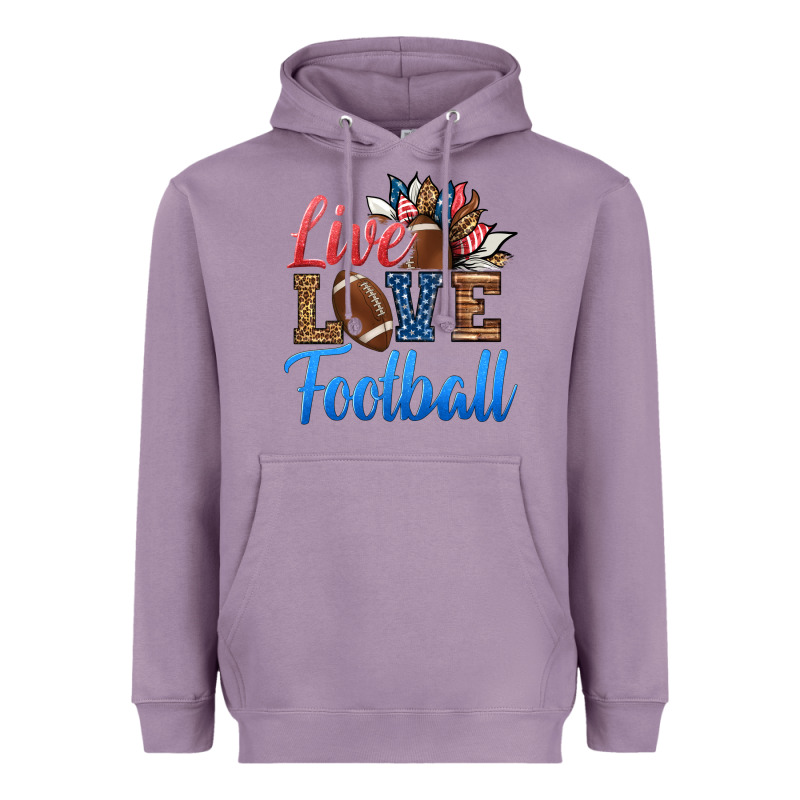 Live Love American Football Heavyweight Hoodie by HRA Design Shop | Teevron