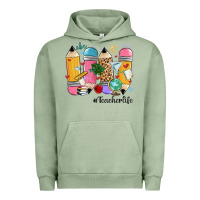 Pigment Oil Green teacher life pencils Urban Hoodie - MaliasSmallBusiness