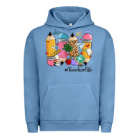 Pigment Pebble Blue teacher life pencils Urban Hoodie - MaliasSmallBusiness