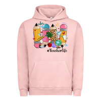 Pigment Salmon teacher life pencils Urban Hoodie - MaliasSmallBusiness