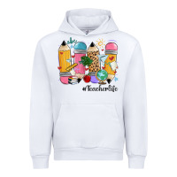 White teacher life pencils Urban Hoodie - MaliasSmallBusiness