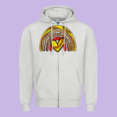 Softball Rainbow Zipper Hoodie Designed By Zillion Design Studio