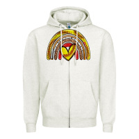 Oatmeal Heather softball rainbow Zipper Hoodie - Zillion Design Studio