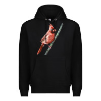 Black Northern Cardinal Bird Premium Hoodie - LillyAllenDesigns