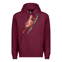 Burgundy Northern Cardinal Bird Premium Hoodie - LillyAllenDesigns