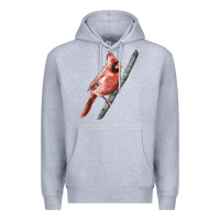 Heather Grey Northern Cardinal Bird Premium Hoodie - LillyAllenDesigns