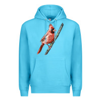 Ocean Blue Northern Cardinal Bird Premium Hoodie - LillyAllenDesigns