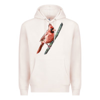 Pale Pink Northern Cardinal Bird Premium Hoodie - LillyAllenDesigns