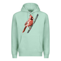 Seafoam Northern Cardinal Bird Premium Hoodie - LillyAllenDesigns