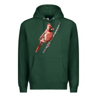 Sports Green Northern Cardinal Bird Premium Hoodie - LillyAllenDesigns