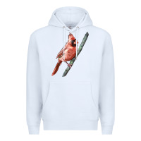 White Northern Cardinal Bird Premium Hoodie - LillyAllenDesigns