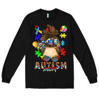 Black messy bun autism mom Long Sleeve Tee - RanaPortraitStore