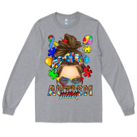 Heather Grey messy bun autism mom Long Sleeve Tee - RanaPortraitStore
