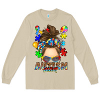 Mushroom messy bun autism mom Long Sleeve Tee - RanaPortraitStore