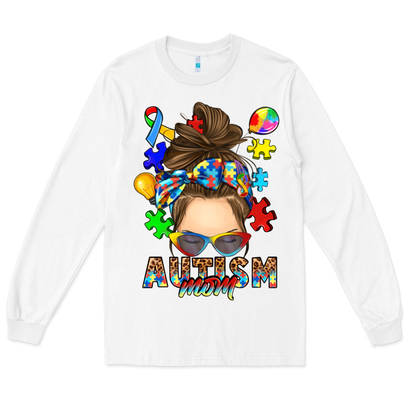 Messy Bun Autism Mom Long Sleeve Tee by RanaPortraitStore | Teevron