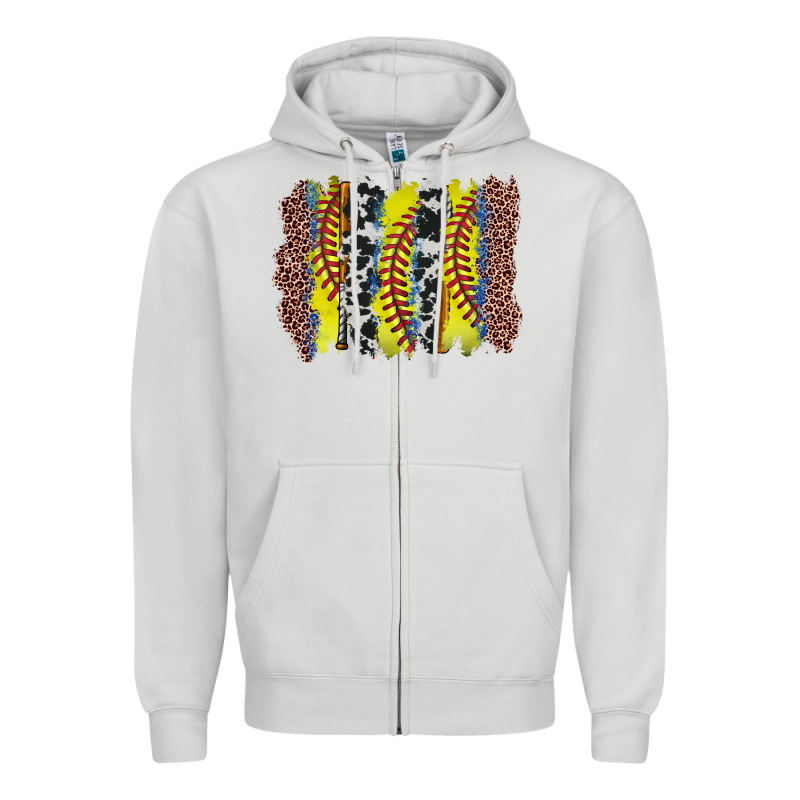Softball Brushstroke Zipper Hoodie by Zillion Design Studio | Teevron